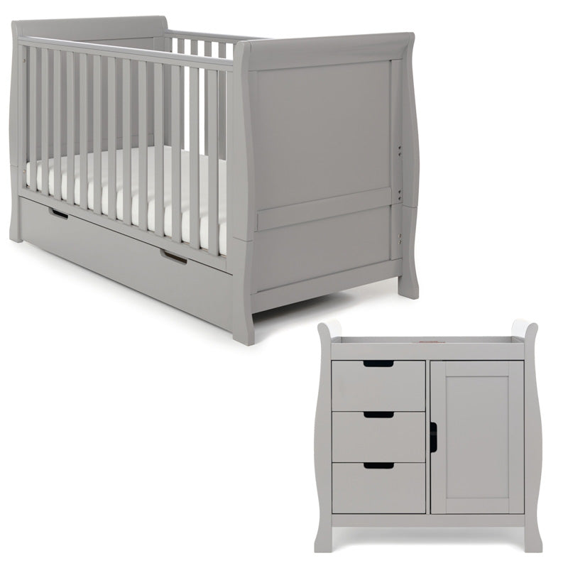 OBaby Stamford Classic Sleigh 2 Piece Room Set - Warm Grey