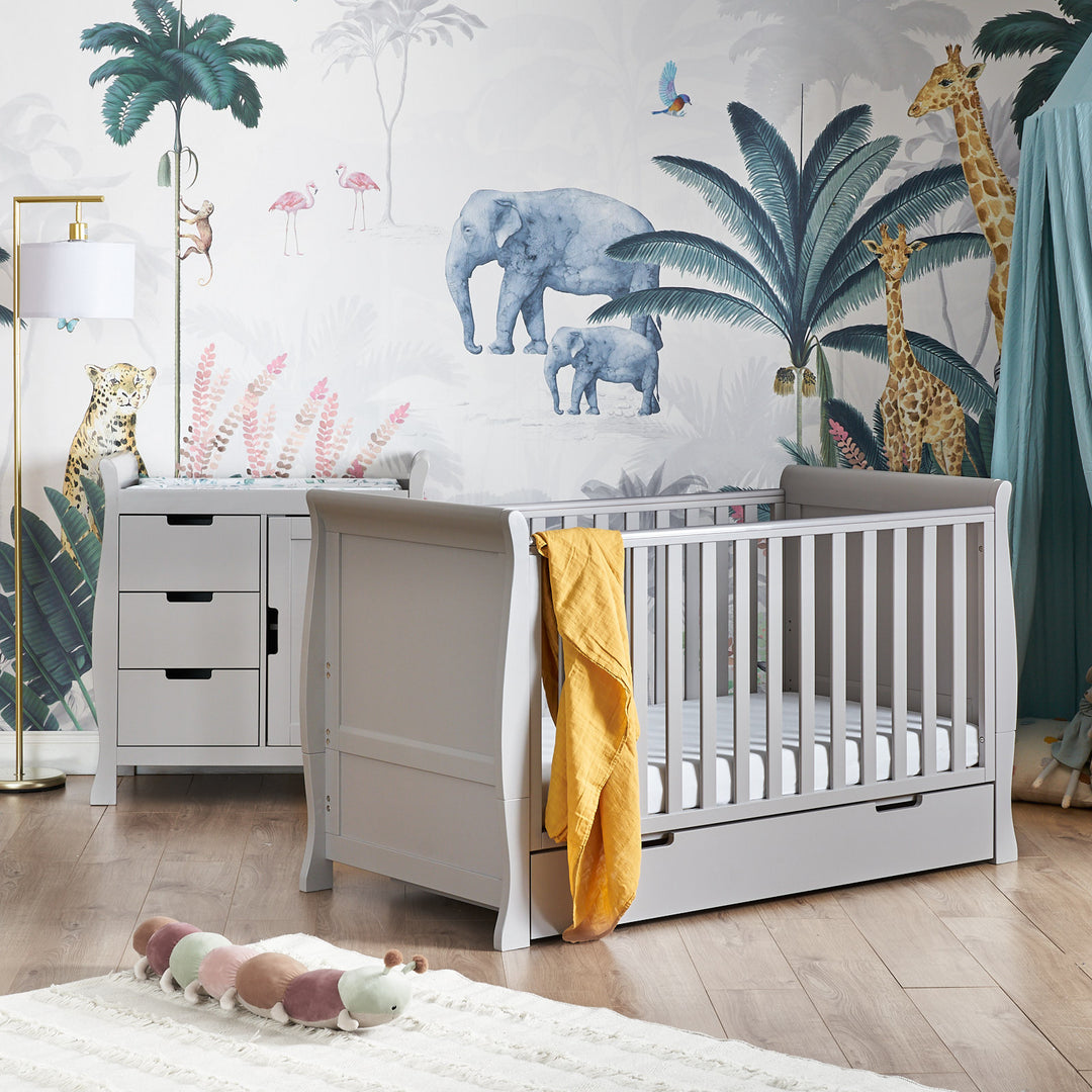 OBaby Stamford Classic Sleigh 2 Piece Room Set - Warm Grey