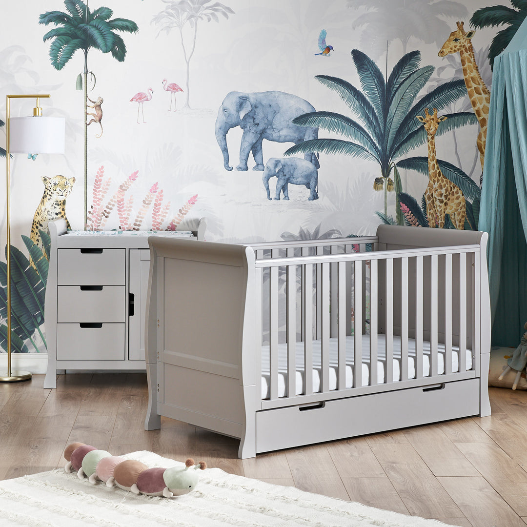 OBaby Stamford Classic Sleigh 2 Piece Room Set - Warm Grey