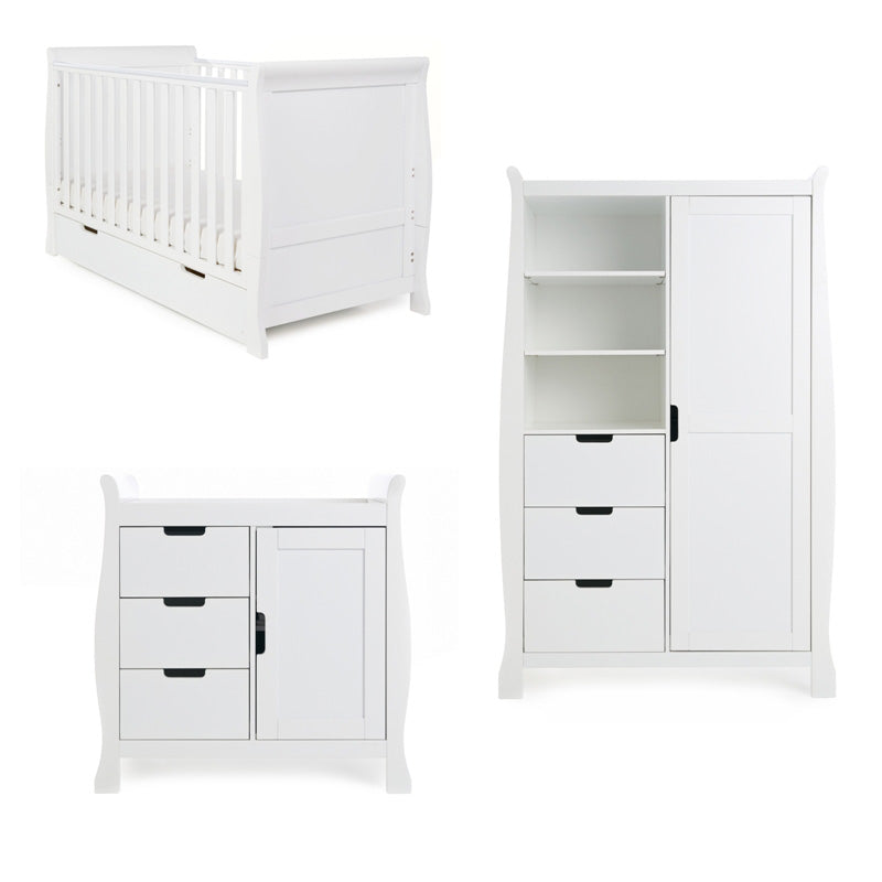 OBaby Stamford Classic Sleigh 3 Piece Room Set - White