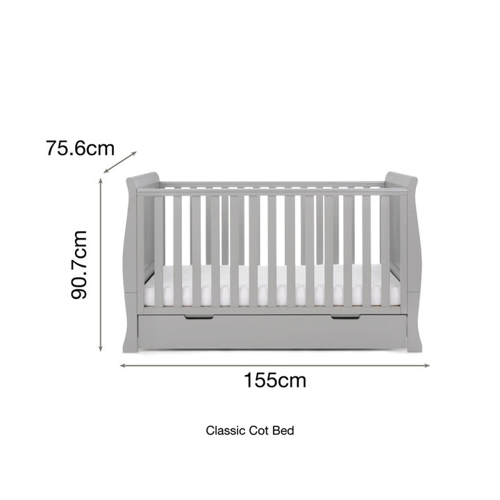 OBaby Stamford Classic Cot Bed - Warm Grey