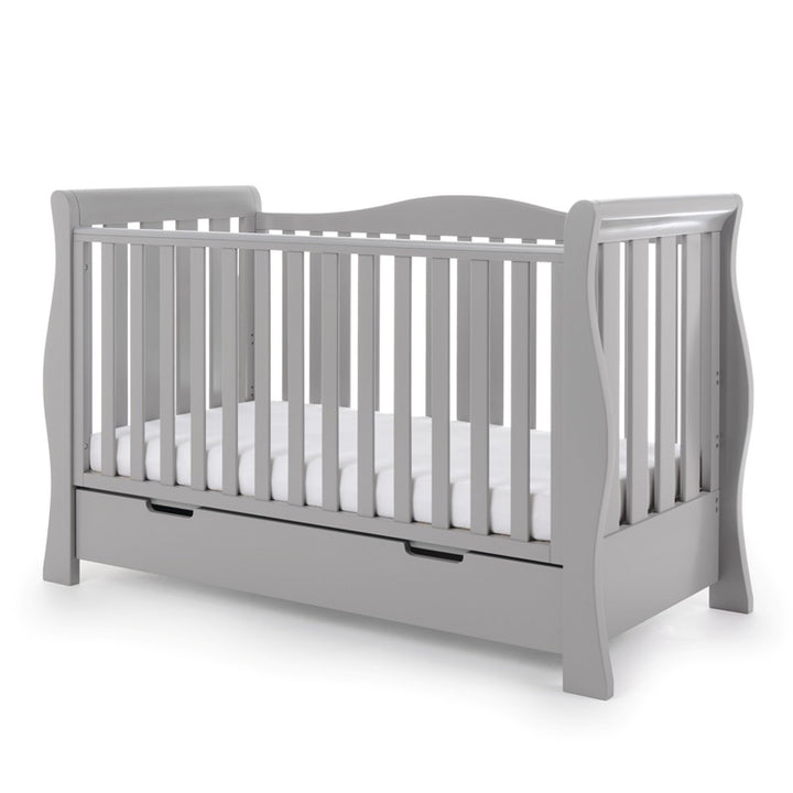 OBaby Stamford Luxe Sleigh Cot Bed - Warm Grey