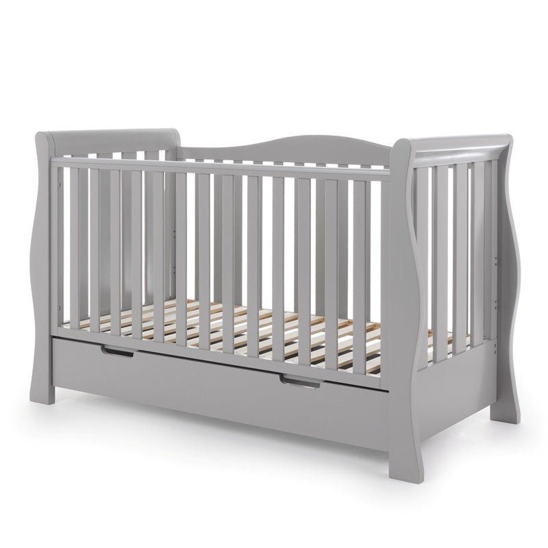 OBaby Stamford Luxe Sleigh Cot Bed - Warm Grey