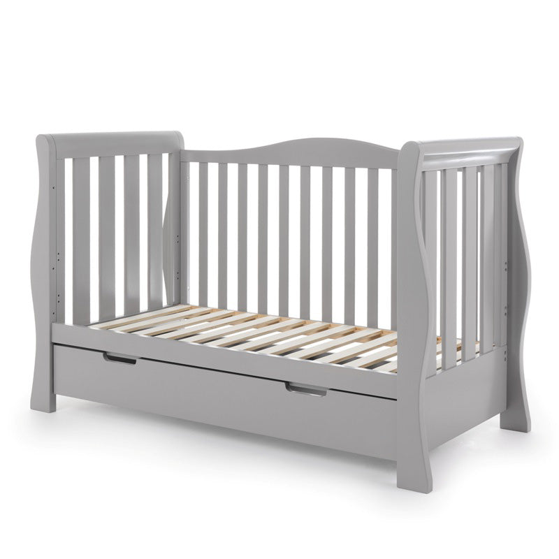 OBaby Stamford Luxe Sleigh Cot Bed - Warm Grey