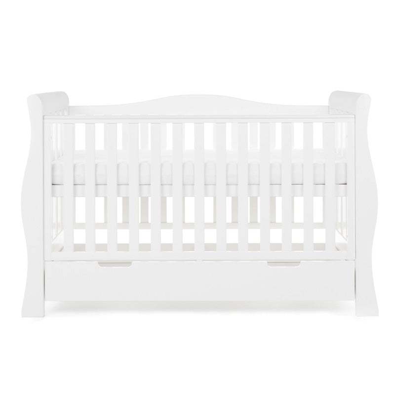 OBaby Stamford Luxe Sleigh Cot Bed - White