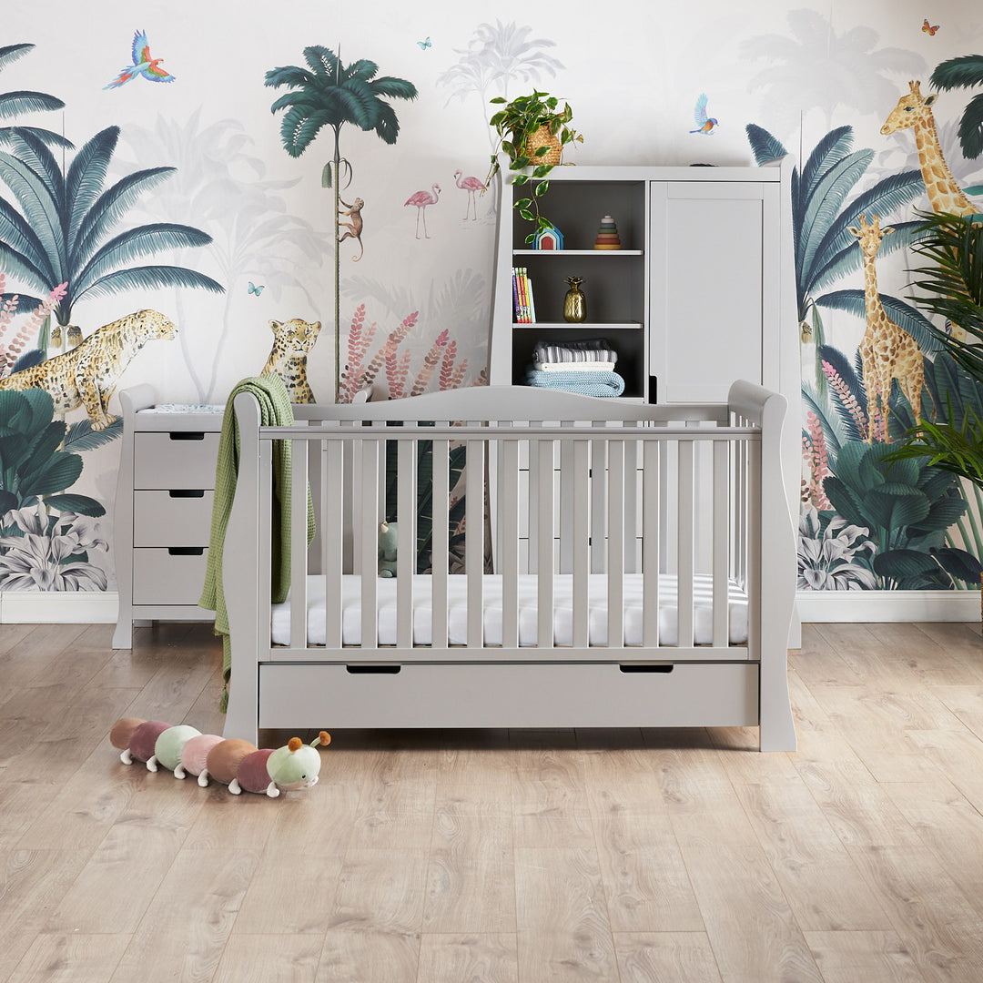 OBaby Stamford Luxe Sleigh 3 Piece Room Set - Warm Grey