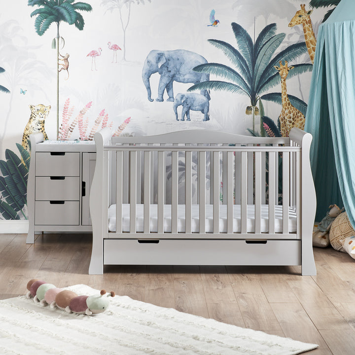OBaby Stamford Luxe Sleigh 2 Piece Room Set - Warm Grey