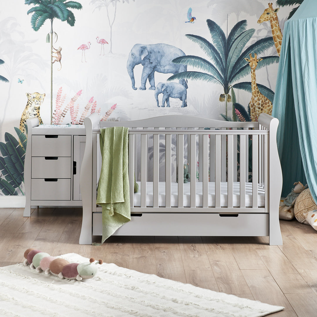 OBaby Stamford Luxe Sleigh 2 Piece Room Set - Warm Grey