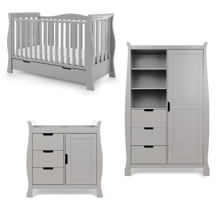 OBaby Stamford Luxe Sleigh 3 Piece Room Set - Warm Grey