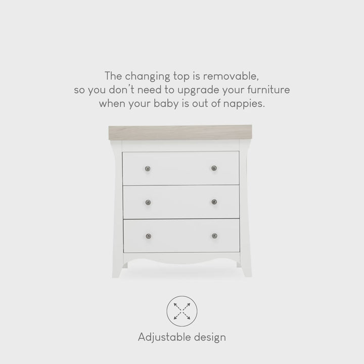 CuddleCo Clara 3 Drawer Dresser & Changer - White/Ash
