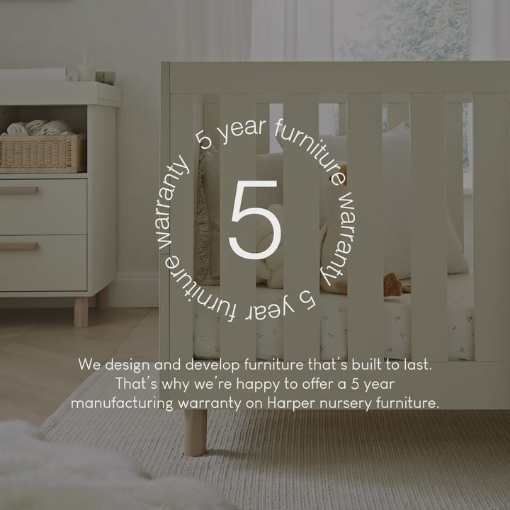 CuddleCo Harper Cot Bed - Cream & Ash