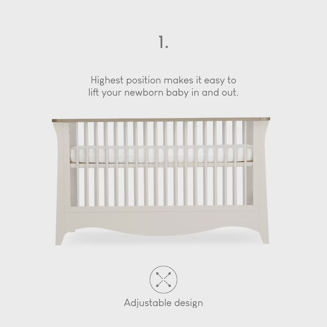 CuddleCo Clara 3pc Set 3 Drawer Dresser, Cot Bed & Wardrobe - Cashmere Ash