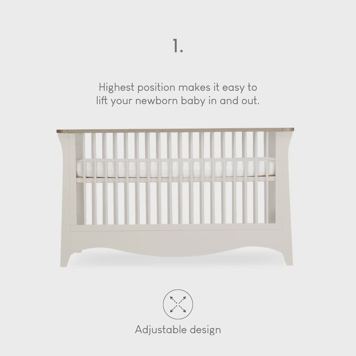CuddleCo Clara 3pc Set 3 Drawer Dresser, Cot Bed & Wardrobe - Cashmere Ash