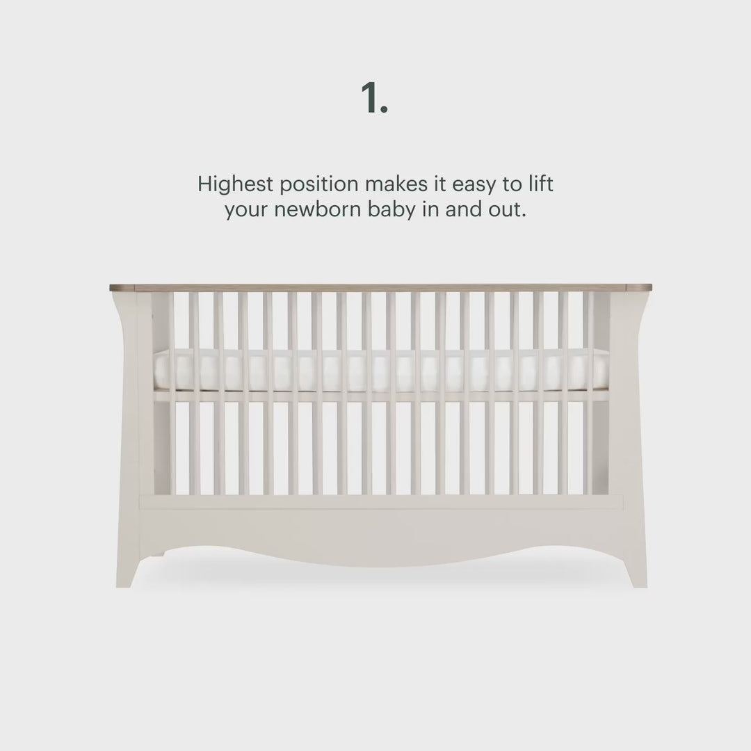 CuddleCo Clara Luxe 2pc Set 3 Drawer Dresser & Cot Bed  - Cashmere/Ash