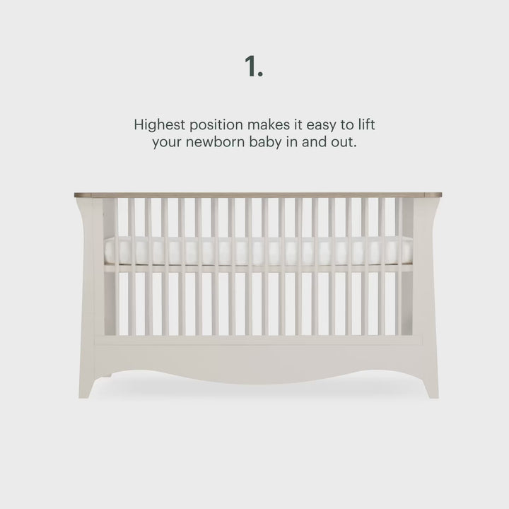 CuddleCo Clara Luxe 2pc Set 3 Drawer Dresser & Cot Bed  - Cashmere/Ash