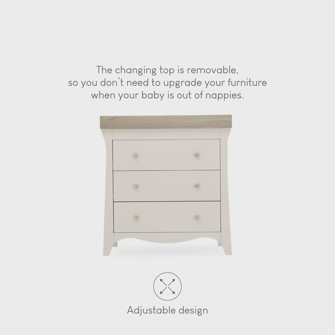 CuddleCo Clara 3 Drawer Dresser & Changer - Cashmere/Ash