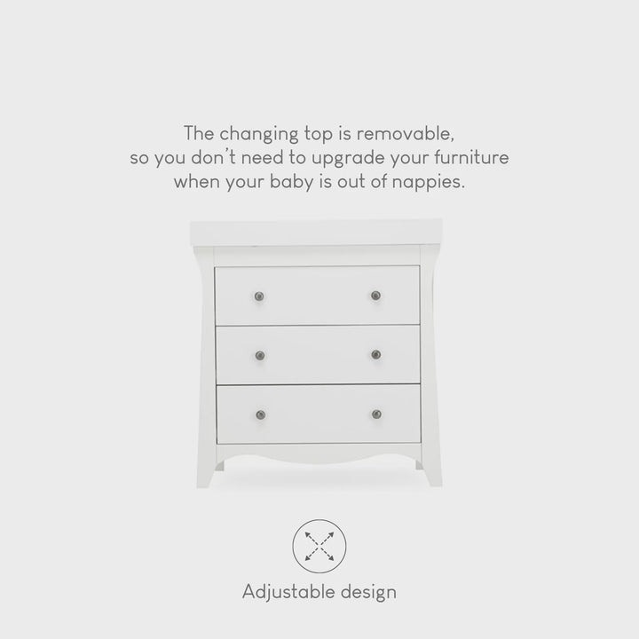 CuddleCo Clara 3 Drawer Dresser & Changer - White