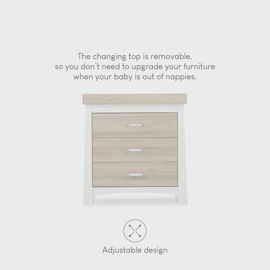 CuddleCo Ada3 Drawer Dresser - White/Ash