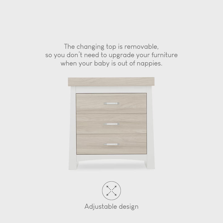 CuddleCo Ada3 Drawer Dresser - White/Ash