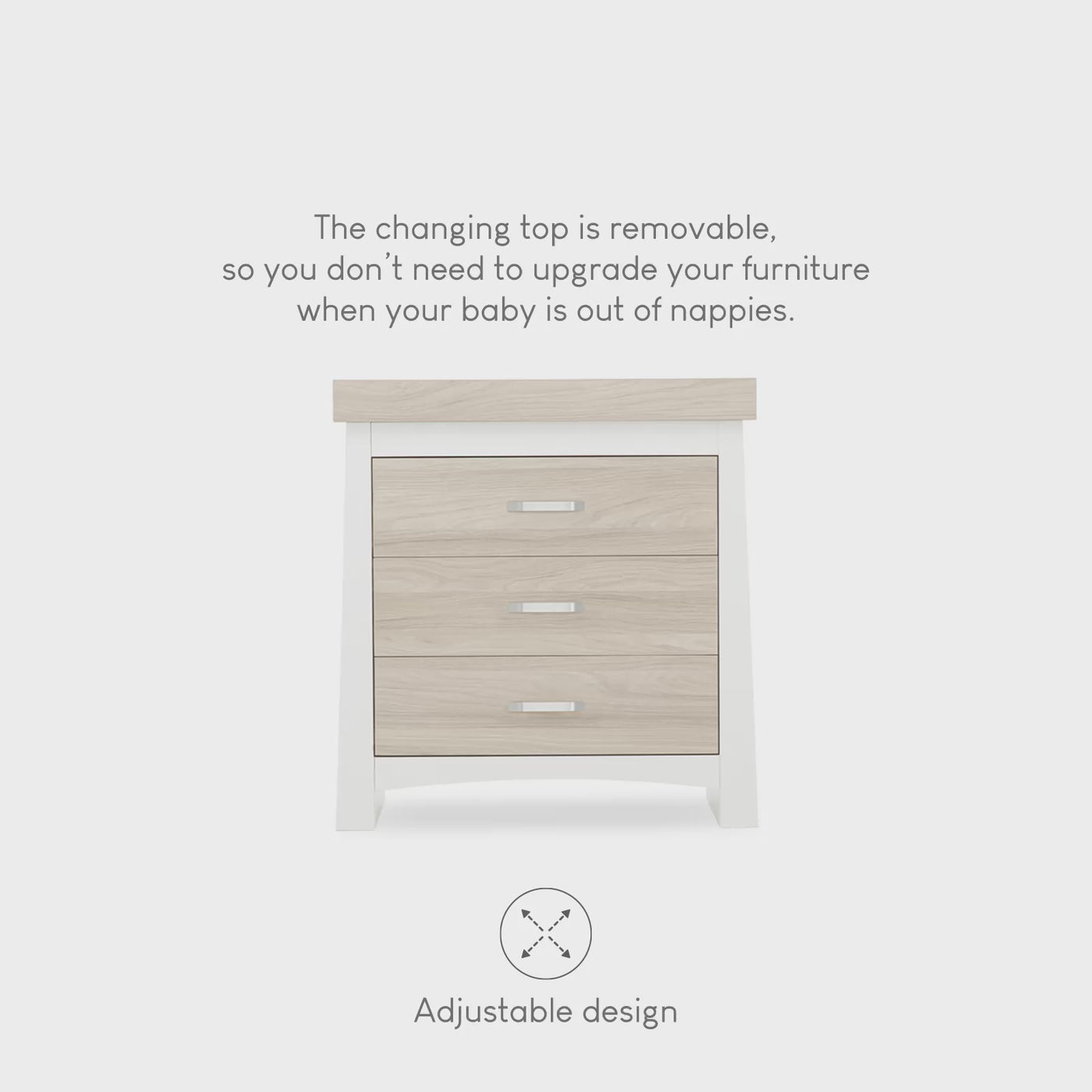 CuddleCo Ada3 Drawer Dresser - White/Ash