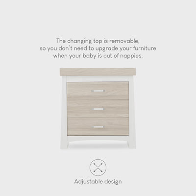 CuddleCo Ada3 Drawer Dresser - White/Ash