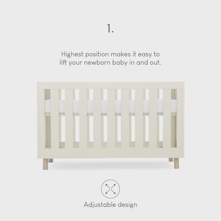 CuddleCo Harper 2pc Set Cot Bed & Dresser Change - Cream & Ash