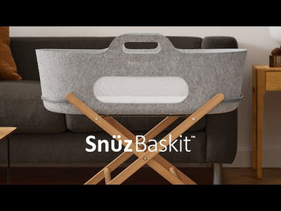 SnuzBaskit Barley Moses Basket & Walnut Stand