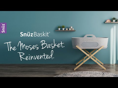 SnuzBaskit Dark Grey Moses Basket & Natural Stand Set