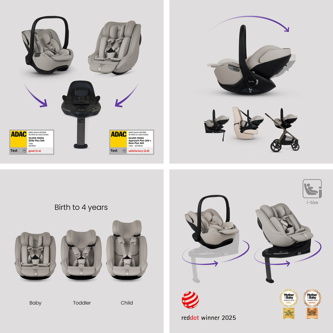 Silver Cross Cove 2 Ultimate 360 Family Car Seat Bundle - Champagne