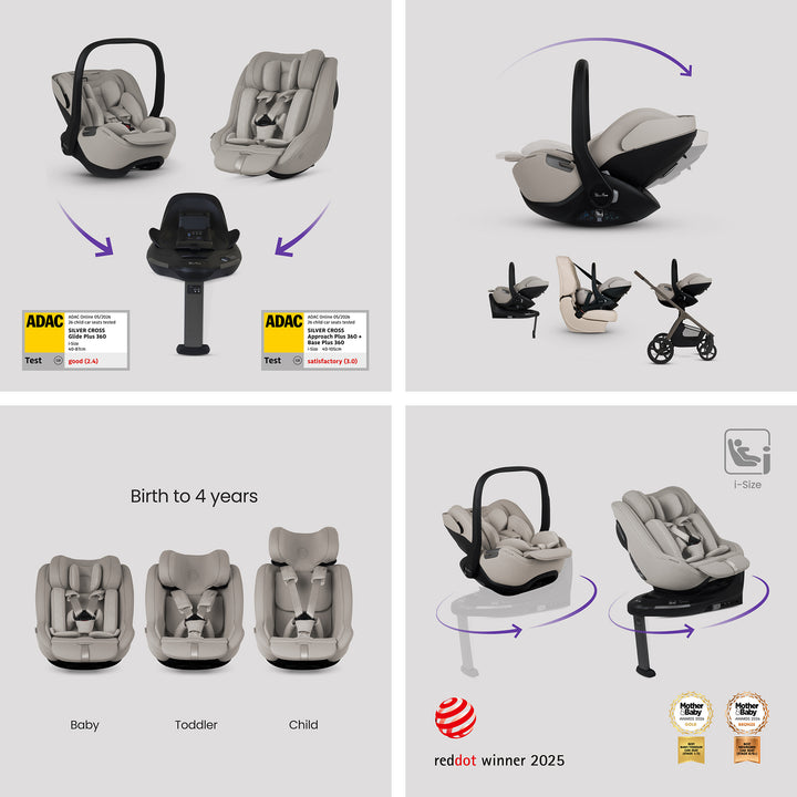 Silver Cross Cove 2 Ultimate 360 Family Car Seat Bundle - Champagne