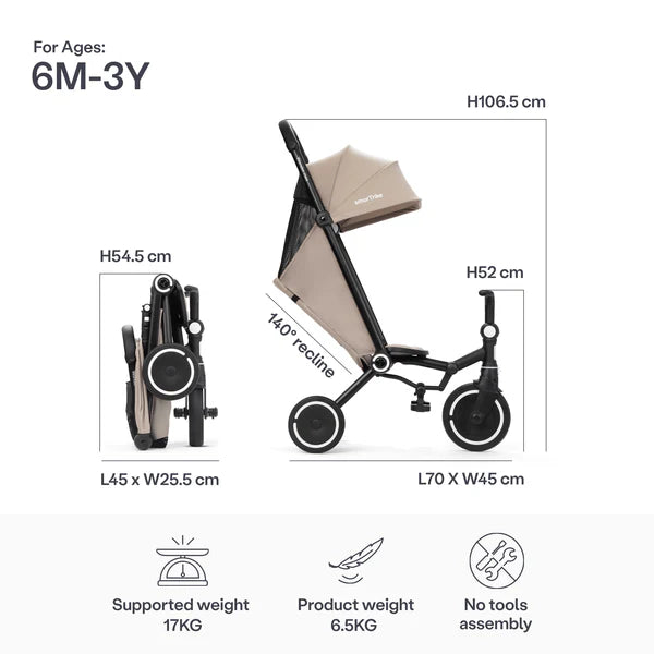 SmarTrike Wonder Max Trike Stroller - Stone Beige