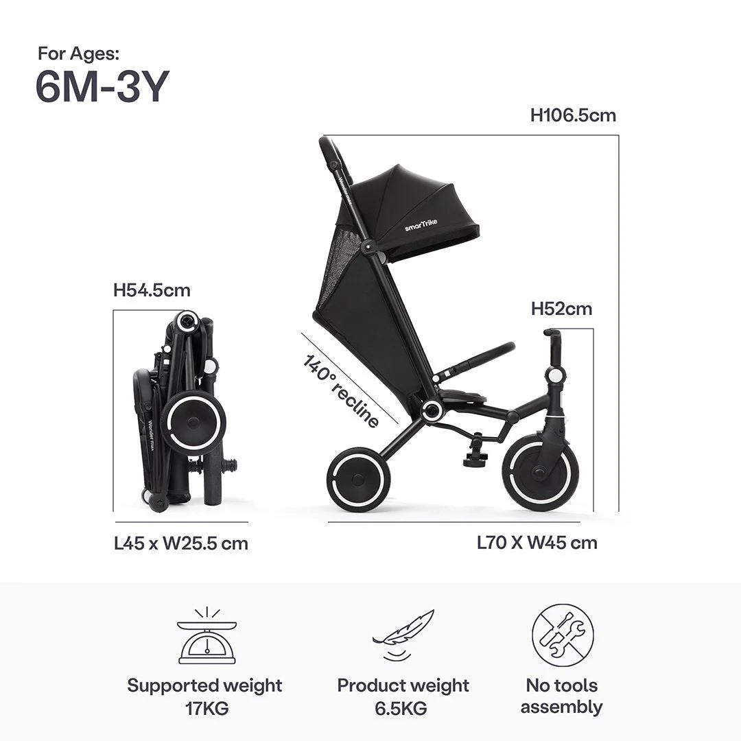 SmarTrike Wonder Max Trike Stroller - Jet Black