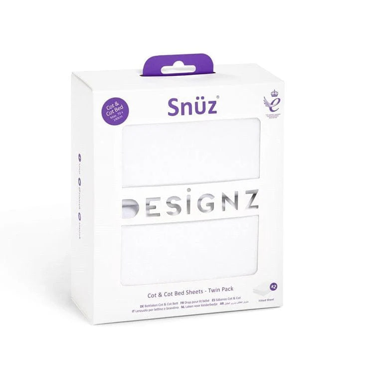 Snuz 2 Pack Cot & Cot Bed Fitted Sheet - White