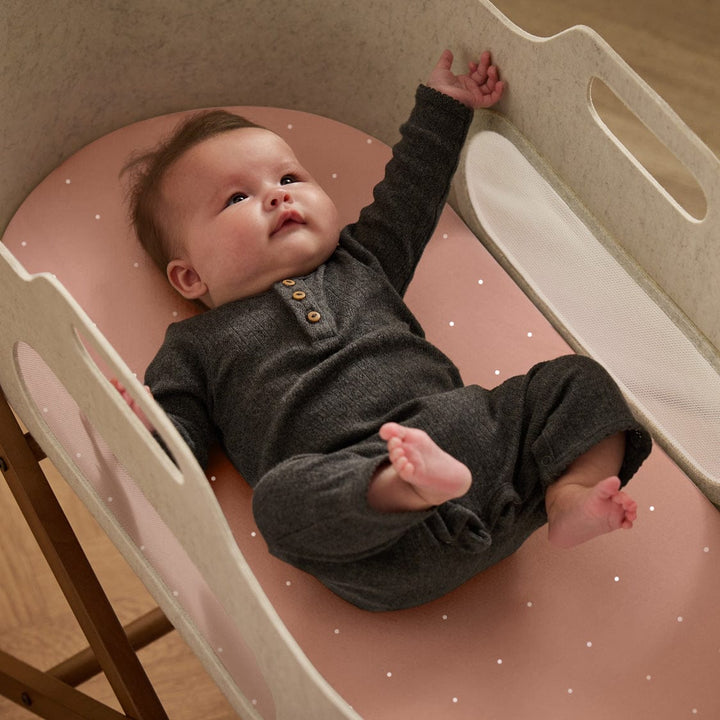 Snuz Twin Pack Moses Basket Fitted Sheets - Blush Dot