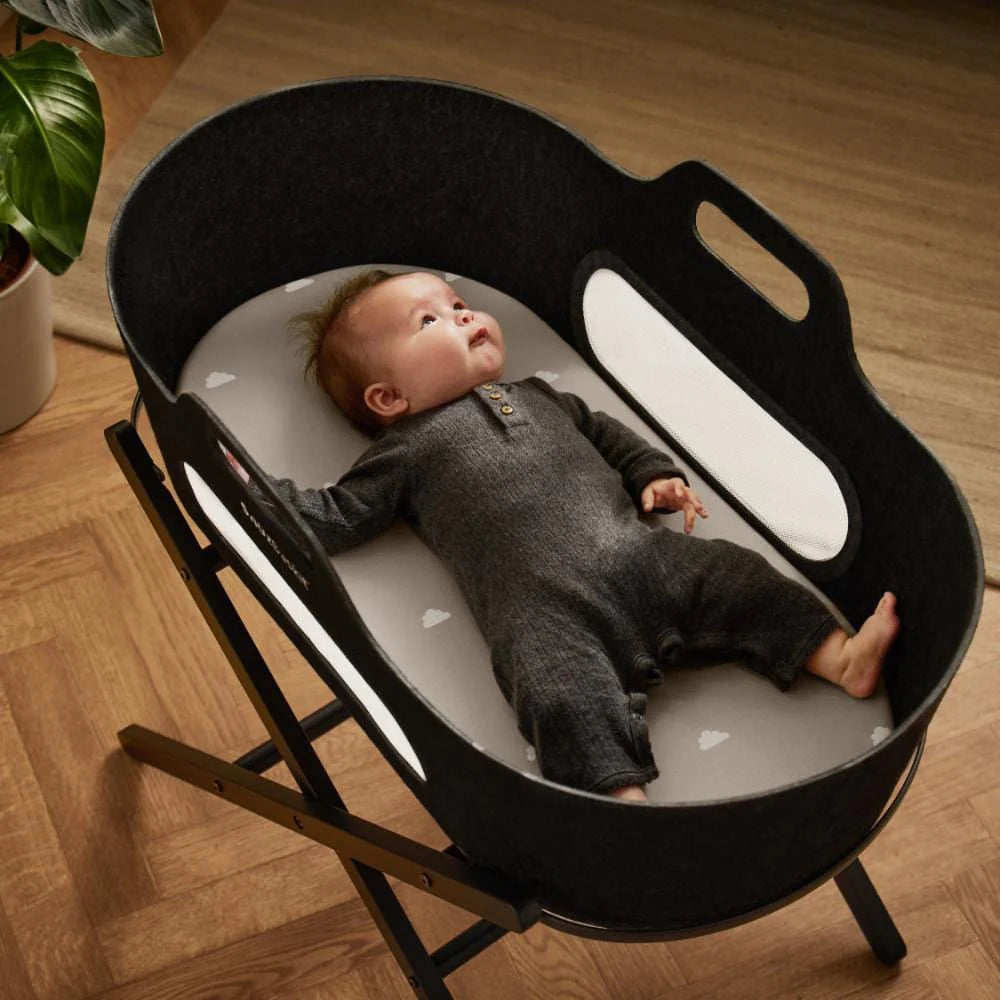 Snuz Twin Pack Moses Basket Fitted Sheets - Grey Cloud