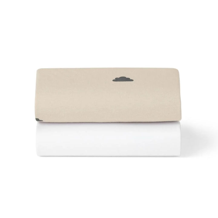 Snuz Twin Pack Moses Basket Fitted Sheets - Sand Cloud