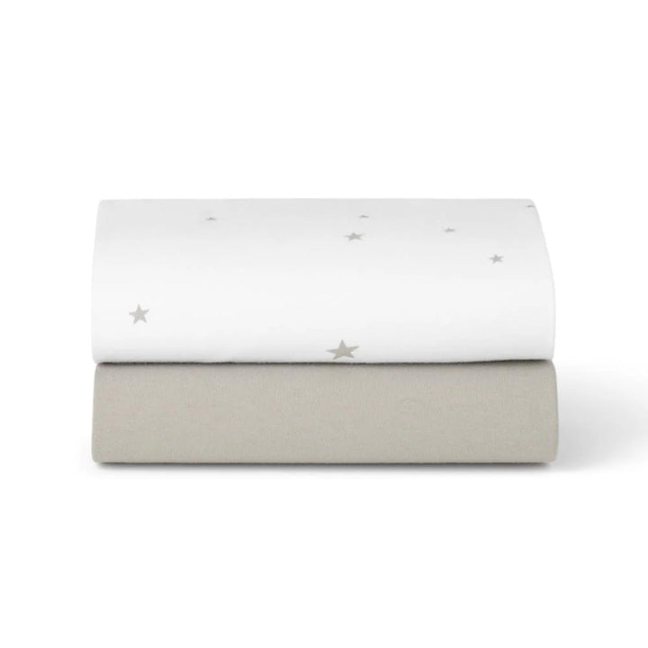 Snuz Twin Pack Moses Basket Fitted Sheets - White Star