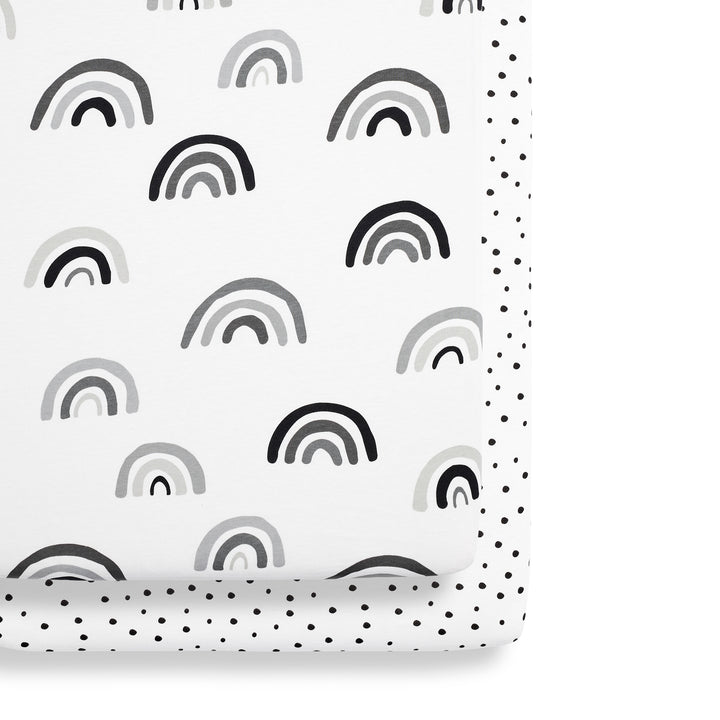 Snuz 2 Pack Crib Fitted Sheets - Mono Rainbow