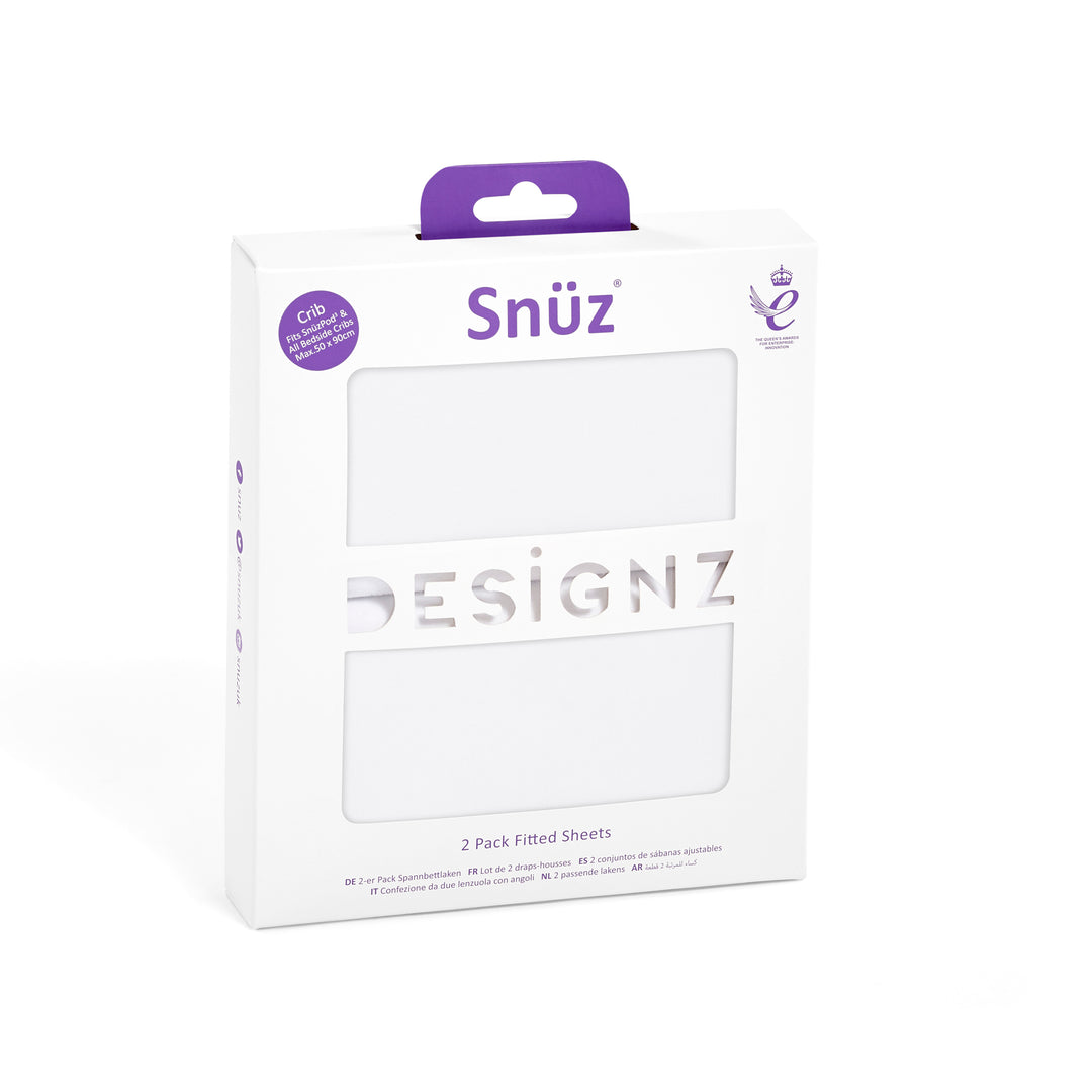 Snuz 2 Pack Crib Fitted Sheets - White