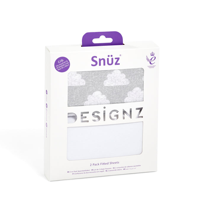 Snuz 2 Pack Crib Fitted Sheets - Cloud Nine