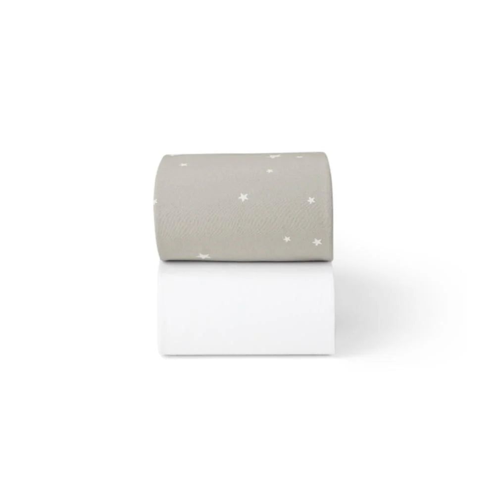Snuz 2 Pack Cot & Cot Bed Fitted Sheet - Grey Star