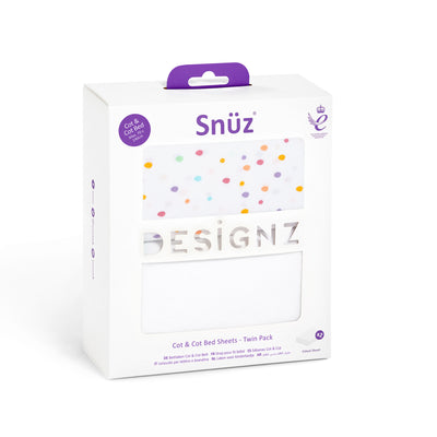 Snuz 2 Pack Cot & Cot Bed Fitted Sheet - Multi Spot