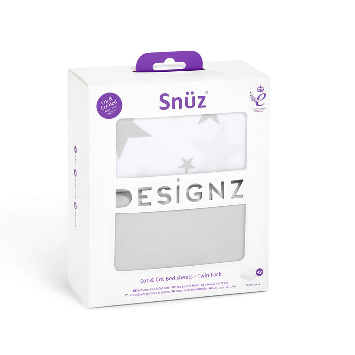 Snuz 2 Pack Cot & Cot Bed Fitted Sheet - Stars