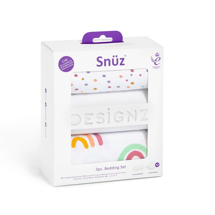 Snuz 3 Piece Crib Bedding Set Rainbow Baby Nest