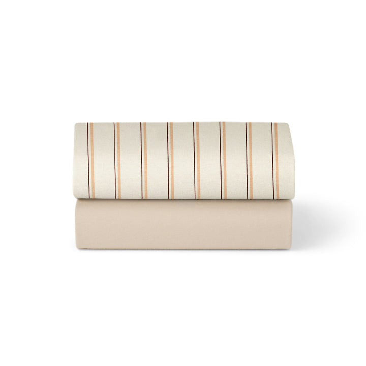 Snuz 2 Pack Crib Fitted Sheets - Blush Duo Stripe