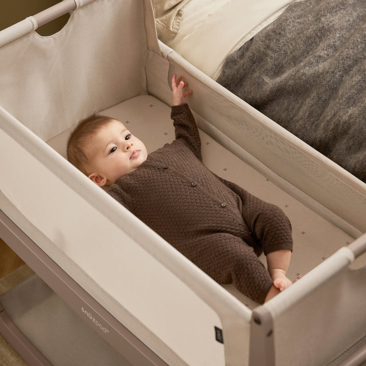 Snuz 2 Pack Crib Fitted Sheets - Mocha Cross
