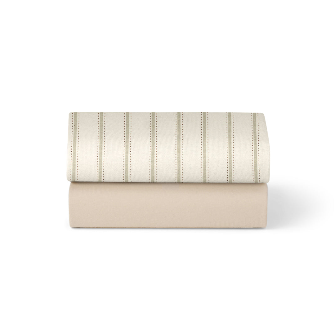 Snuz 2 Pack Crib Fitted Sheets - Sage Dash Stripe