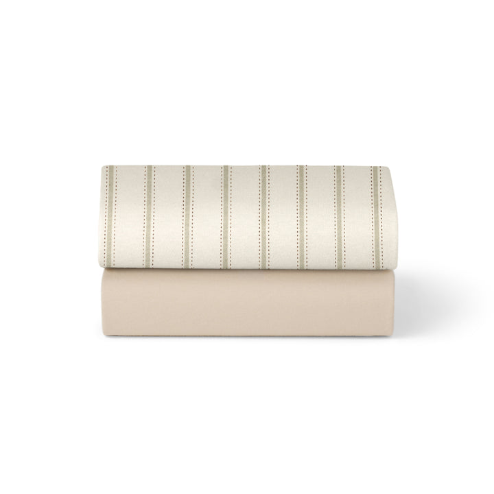 Snuz 2 Pack Crib Fitted Sheets - Sage Dash Stripe