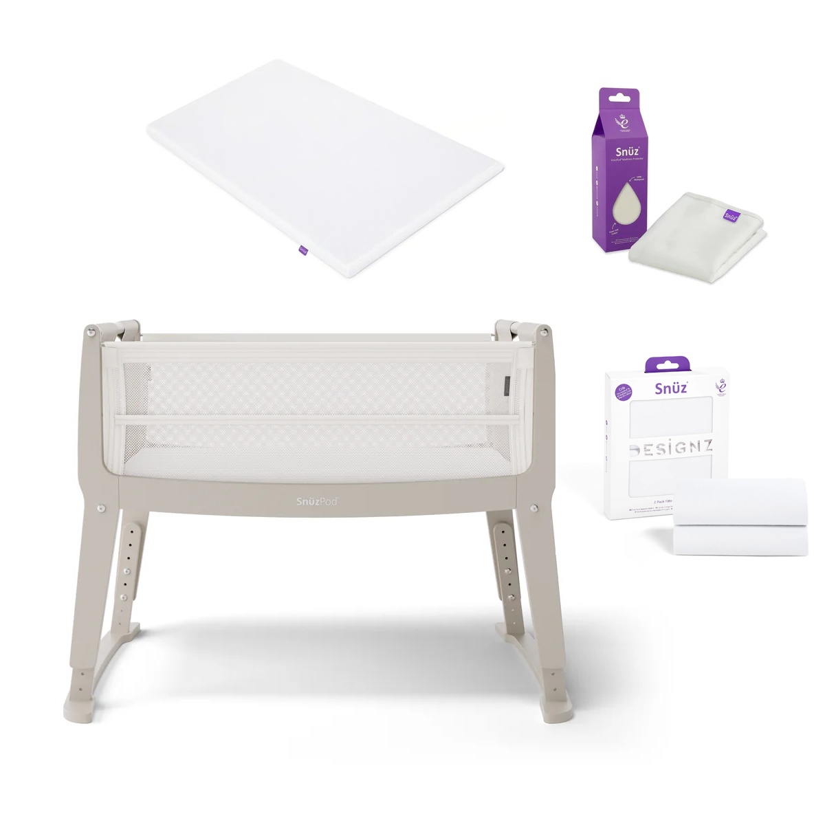 SnuzPod Studio Bedside Crib Bundle - Oslo Grey