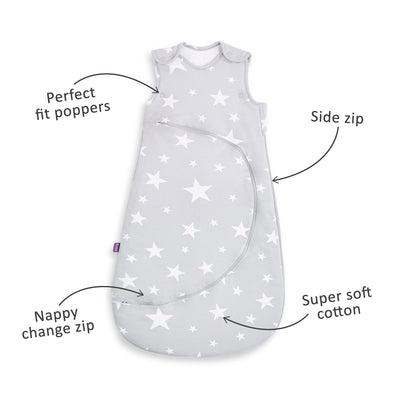 SnuzPouch Sleeping Bag 2.5 Tog (0-6 Months) - White Stars